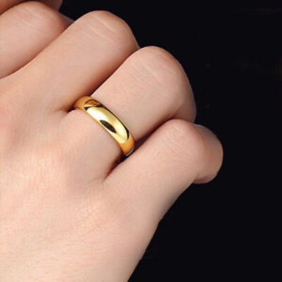 18K Yellow Gold Filled Ring Band Gorgeous Smooth Solid Round Band Size 7 - Picture 5 of 5